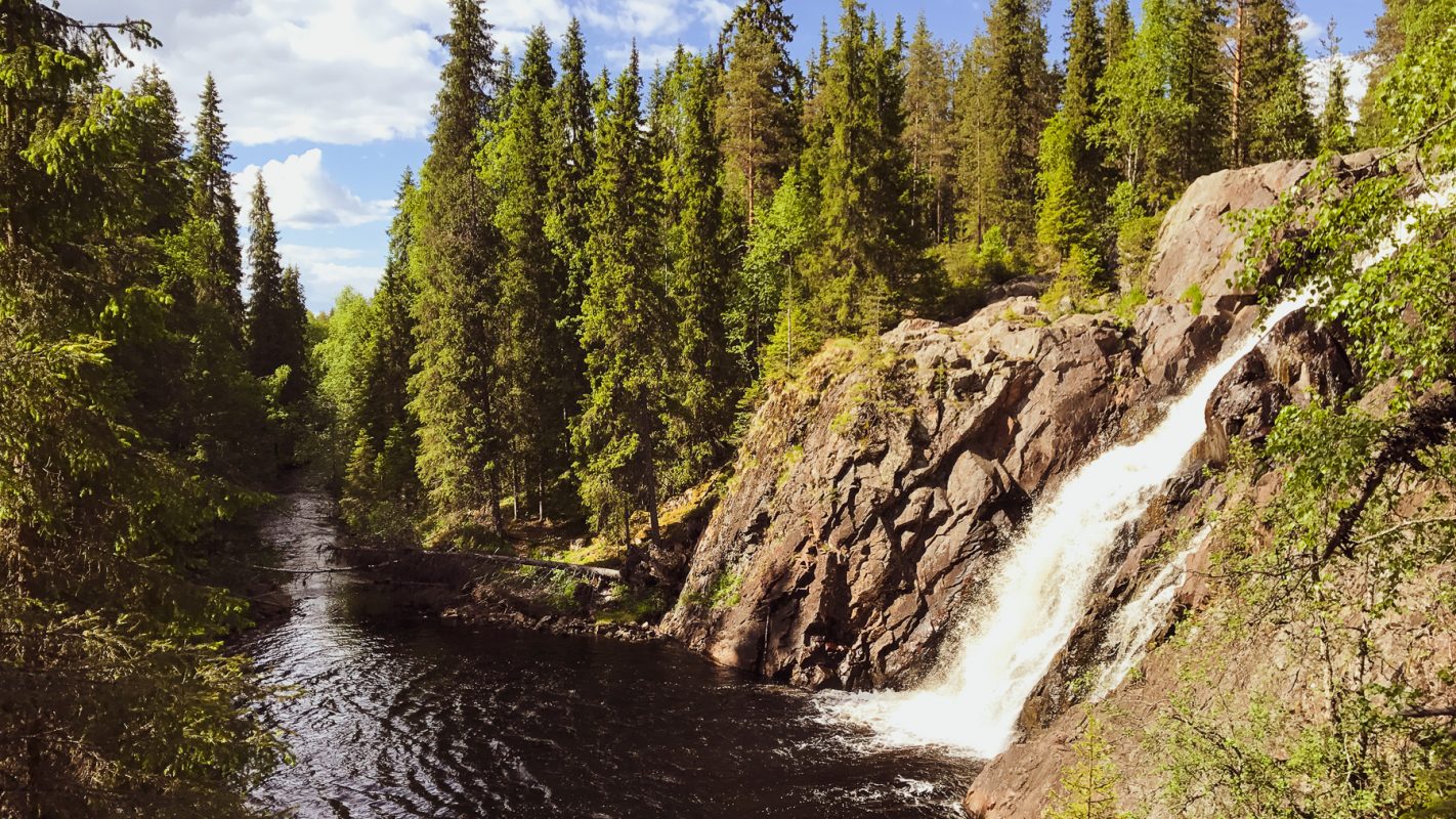 Paljakka in Finland - a waterfall in the middle of a forest.