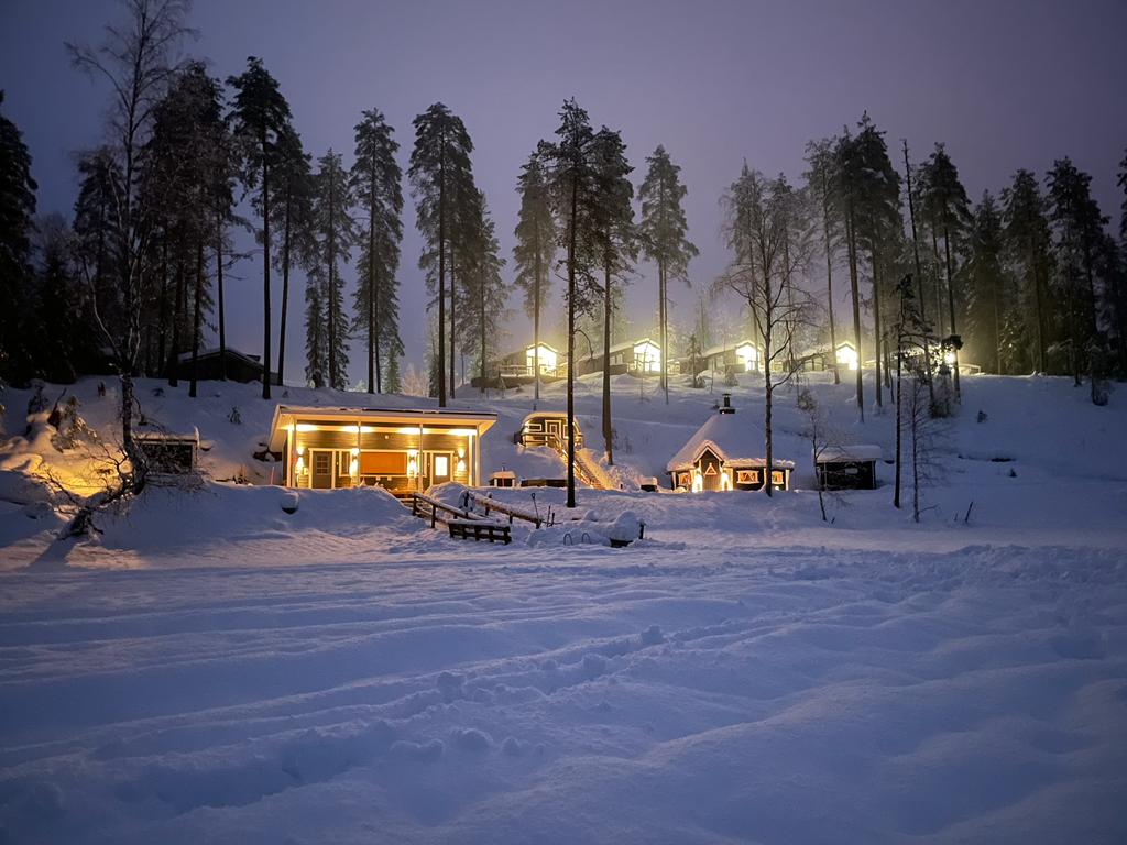 Paljakka in Finland - a cabin in the middle of a snowy forest.