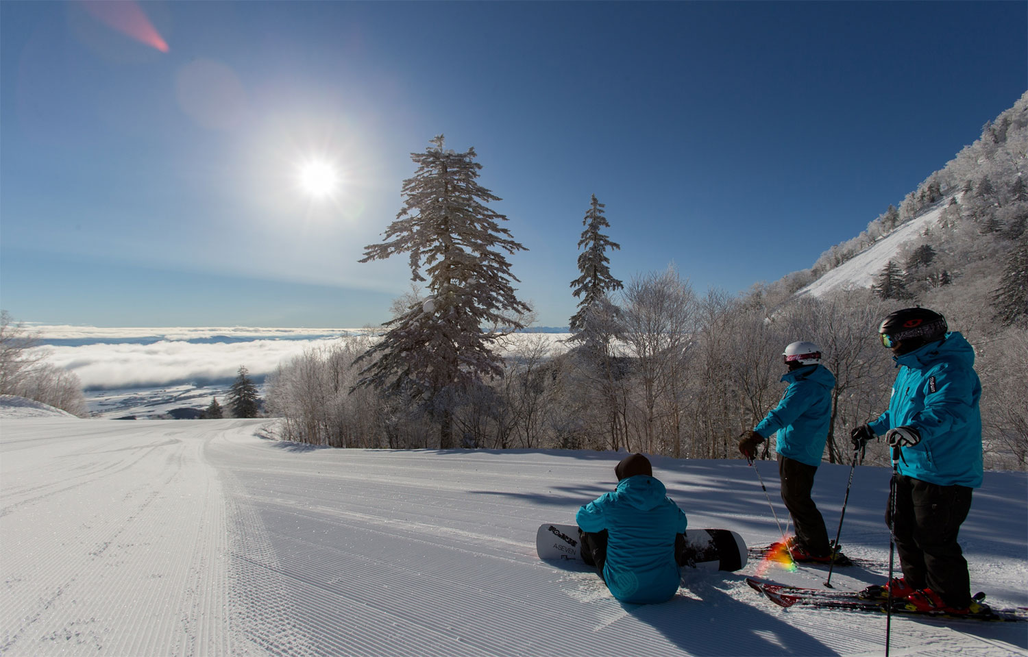 Furano in Japan - two people on the snow.