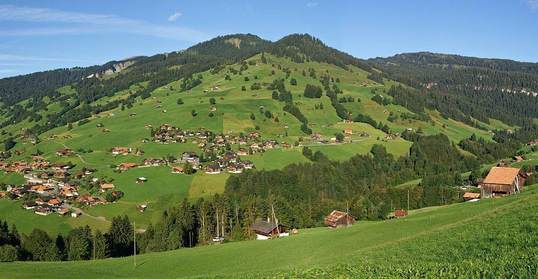 Habkern – Sattelegg in Switzerland - a green hillside.