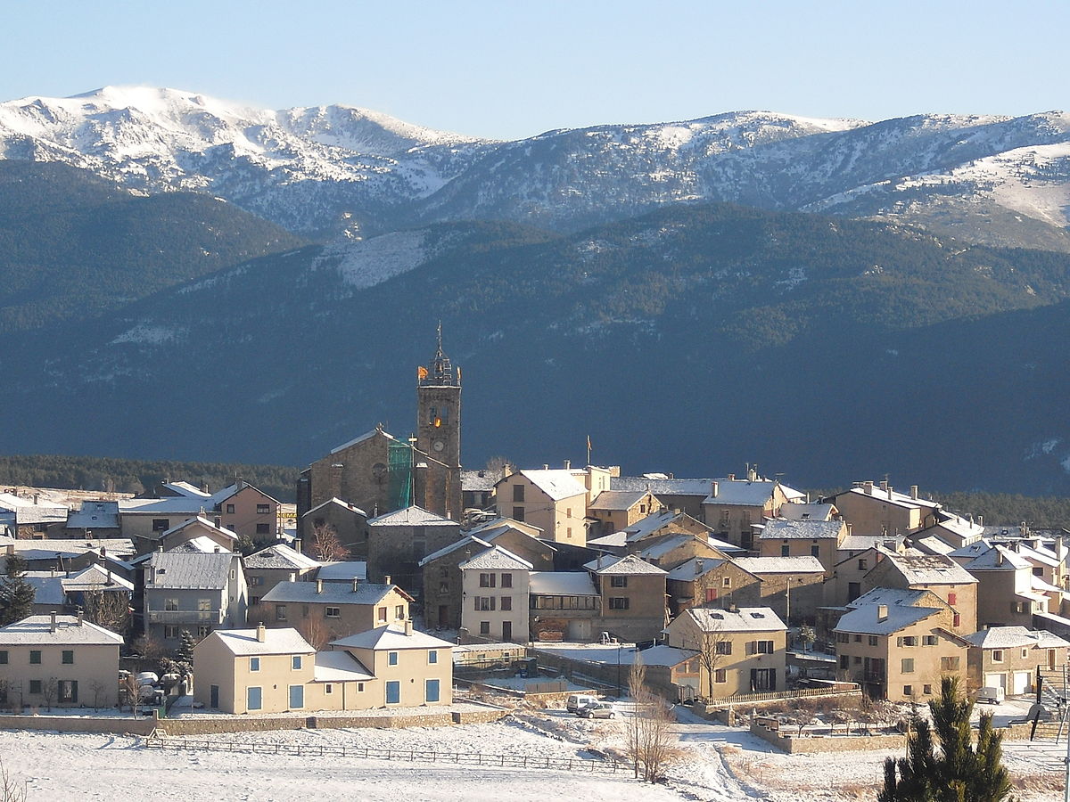 Les Angles in France - a view of a small town in the mountains.