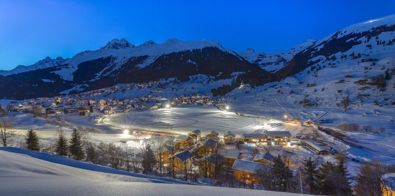 Brigels | ​Waltensburg | ​Andiast in Switzerland - a snowy village in the mountains at night.