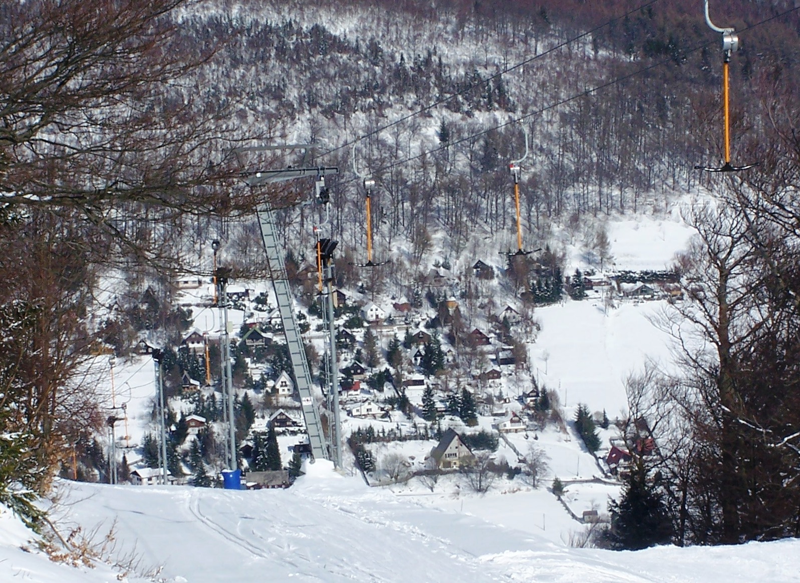 Bouřňák in Czech Republic: a view of a ski resort in the mountains.