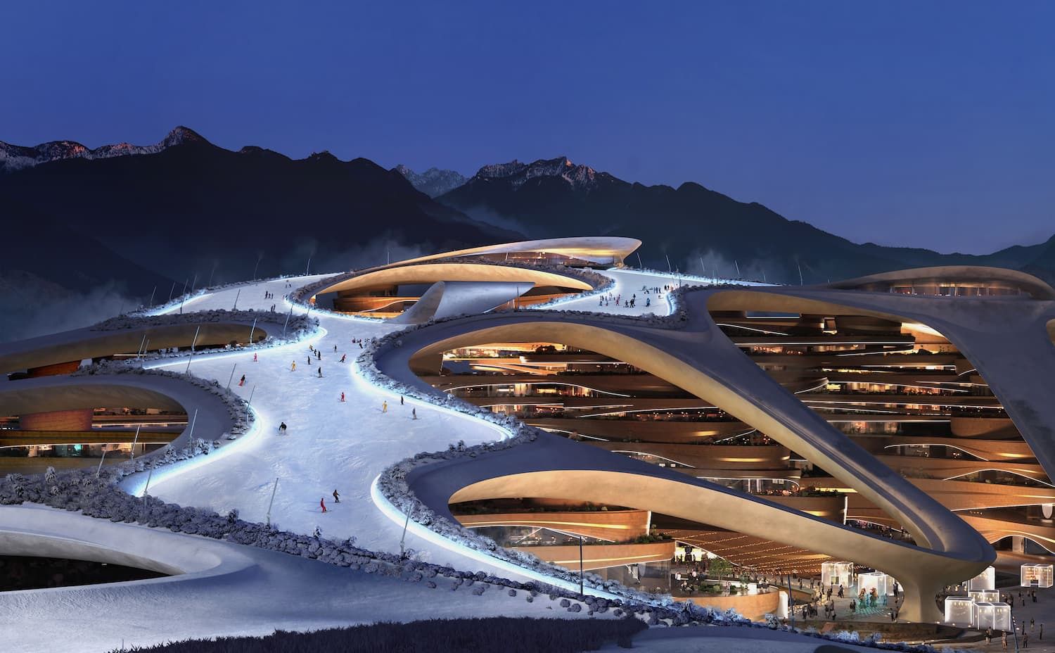 Trojena – Neom in Saudi Arabia: a ski resort in the mountains.