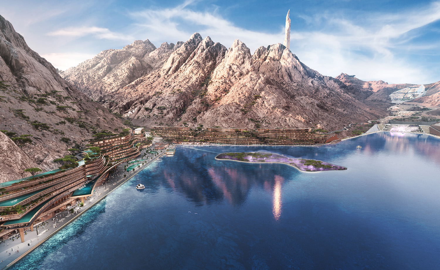 Trojena – Neom in Saudi Arabia - a large body of water.