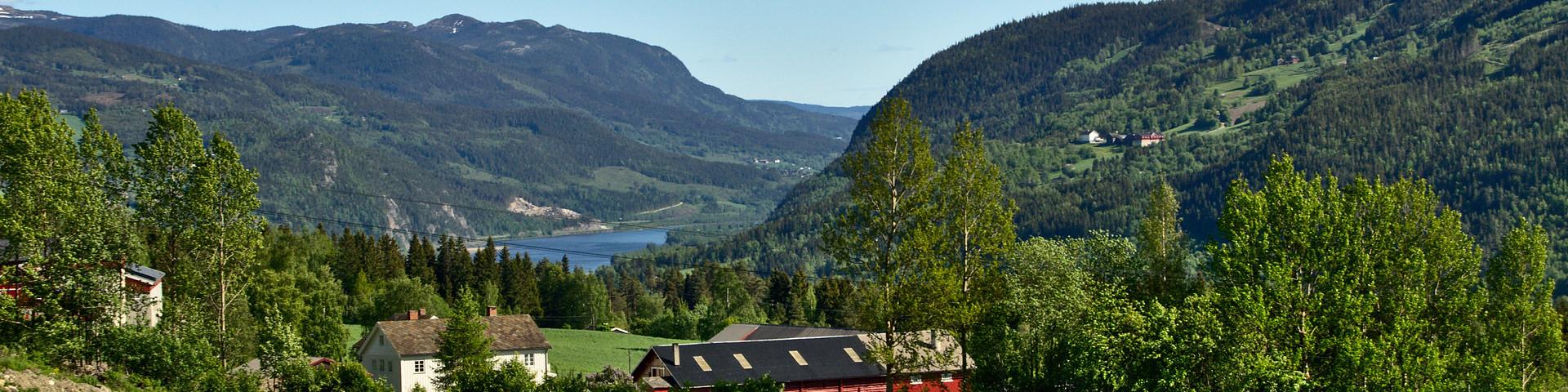 Meråker Alpinsenter in Norway - a red house in the mountains.