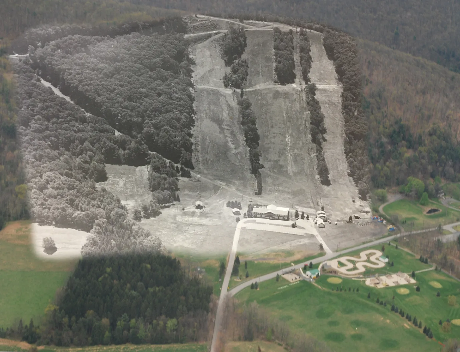 Tussey Mountain in USA - an aerial view of a large quarry.