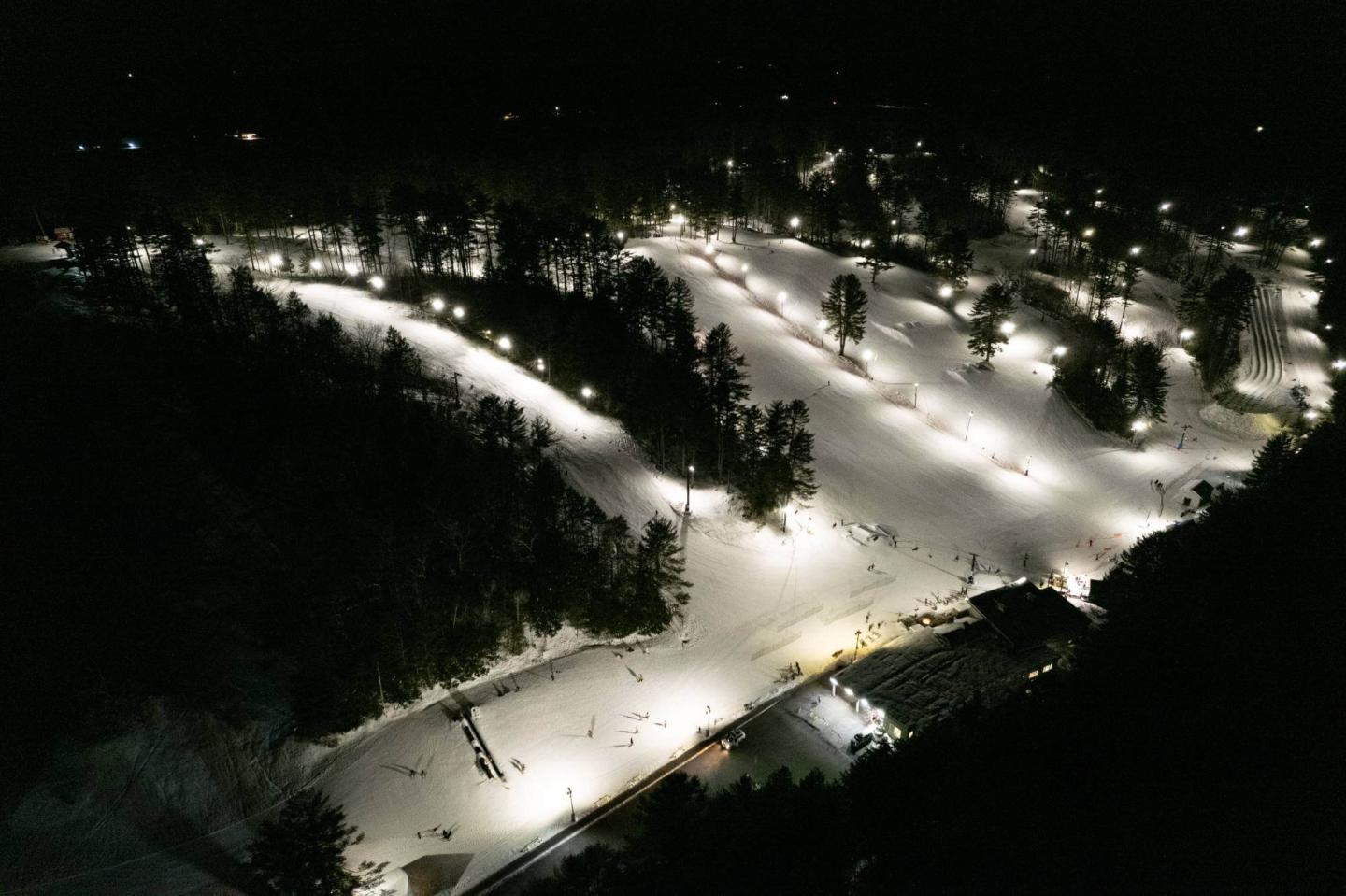 Lost Valley in USA - a view of a ski slope at night.