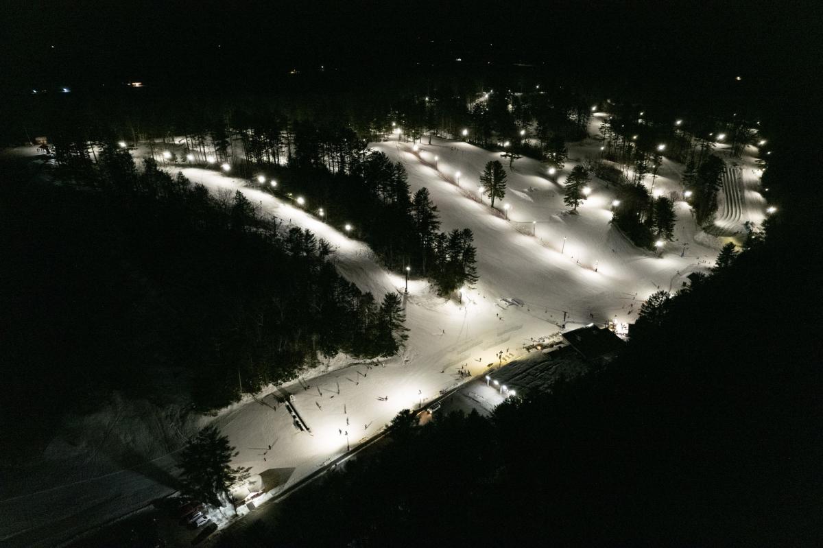 Lost Valley in USA - a ski slope at night.