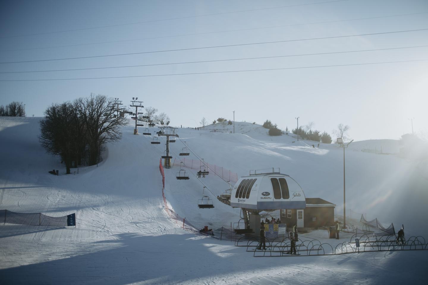 Great Bear Ski Valley in USA - white snow on the ground.