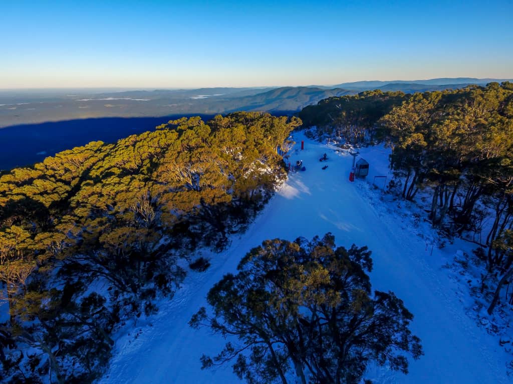 Mount Baw Baw in Australia - the view from the top of a snowy mountain.