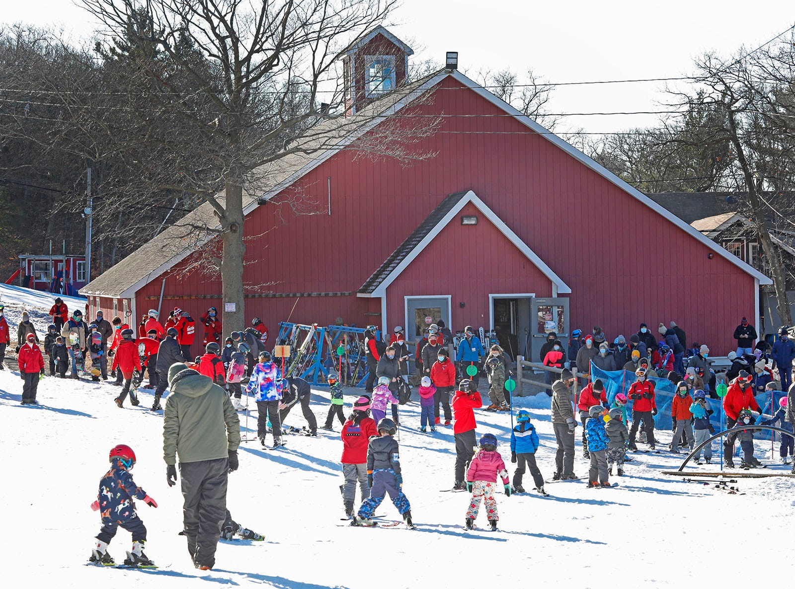 Blue Hills in USA - a group of people standing in the snow.