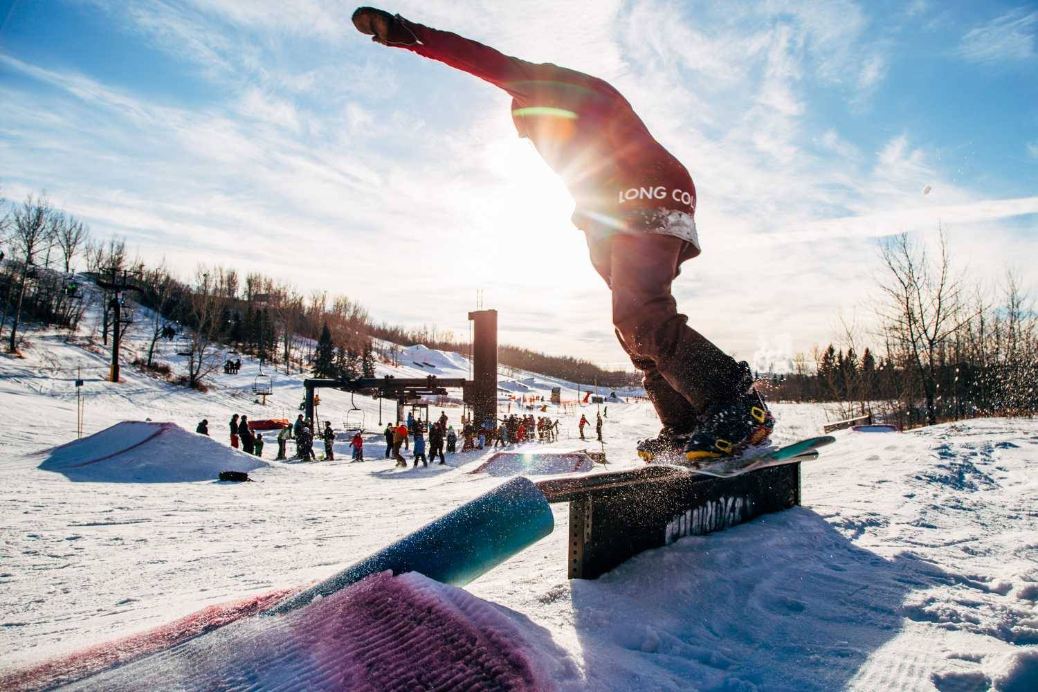 Sunridge in Canada - a person on a snowboard doing a trick.