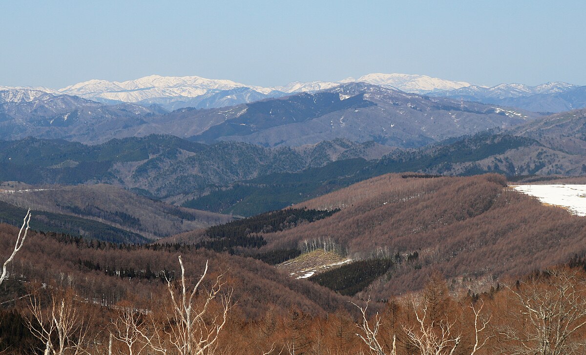 Hida Highland in Japan - the view of the mountains from the top of the mountain.