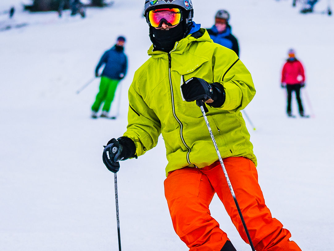 Alpine Valley Ohio in USA - a person on skis on a snowy slope.