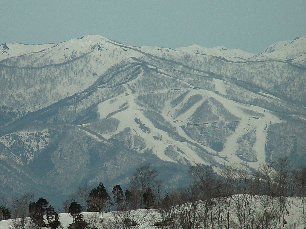 Shirao in Japan - the mountains are covered in snow and trees.