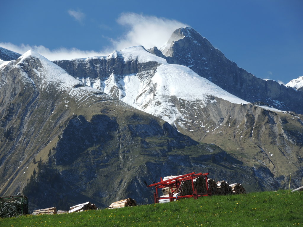 Rathvel – Châtel-St-Denis in Switzerland - the mountains are covered with snow.