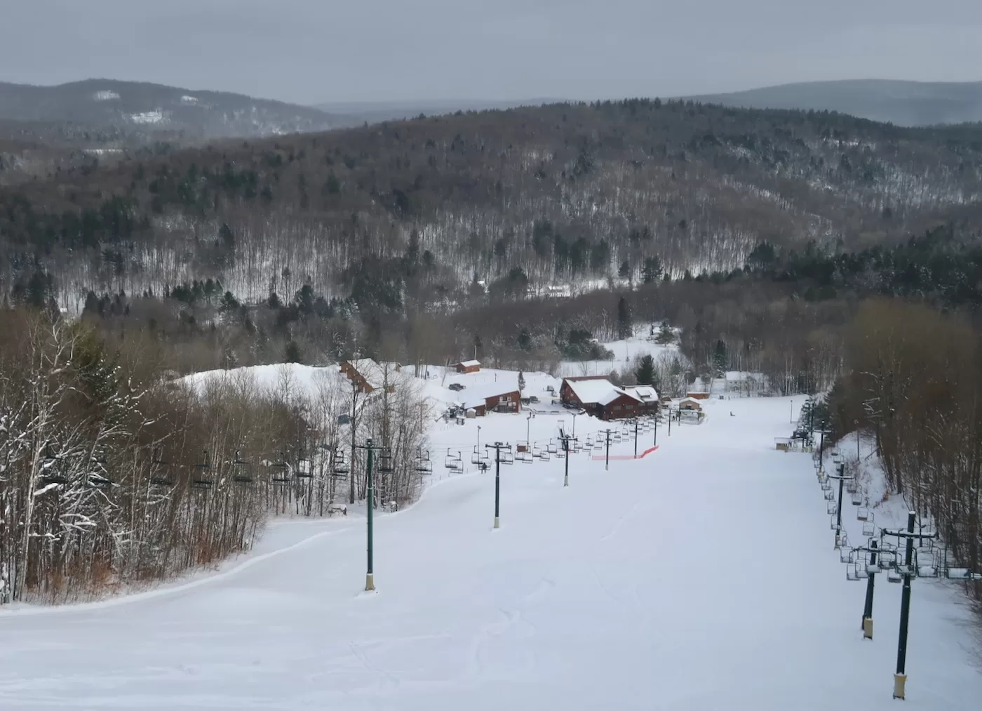 Campton Mountain in USA - the view from the top of a ski slope.