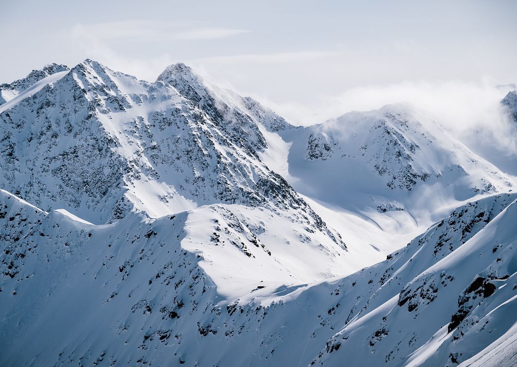 Pitztal Glacier in Austria - a snowy mountain range in the canadian rockies.