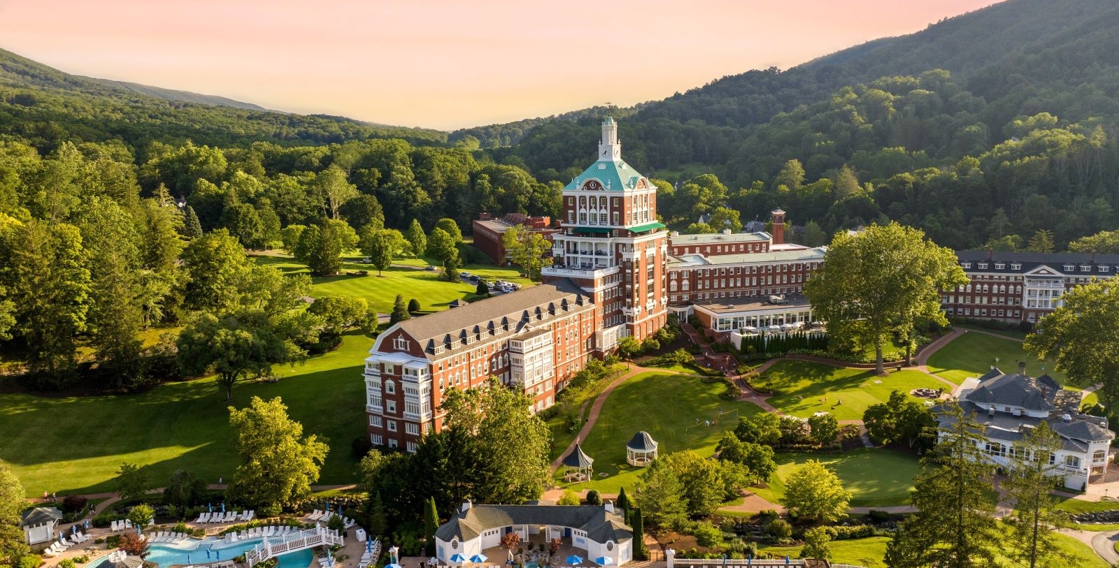The Omni Homestead in USA - an aerial view of the university of vermont.
