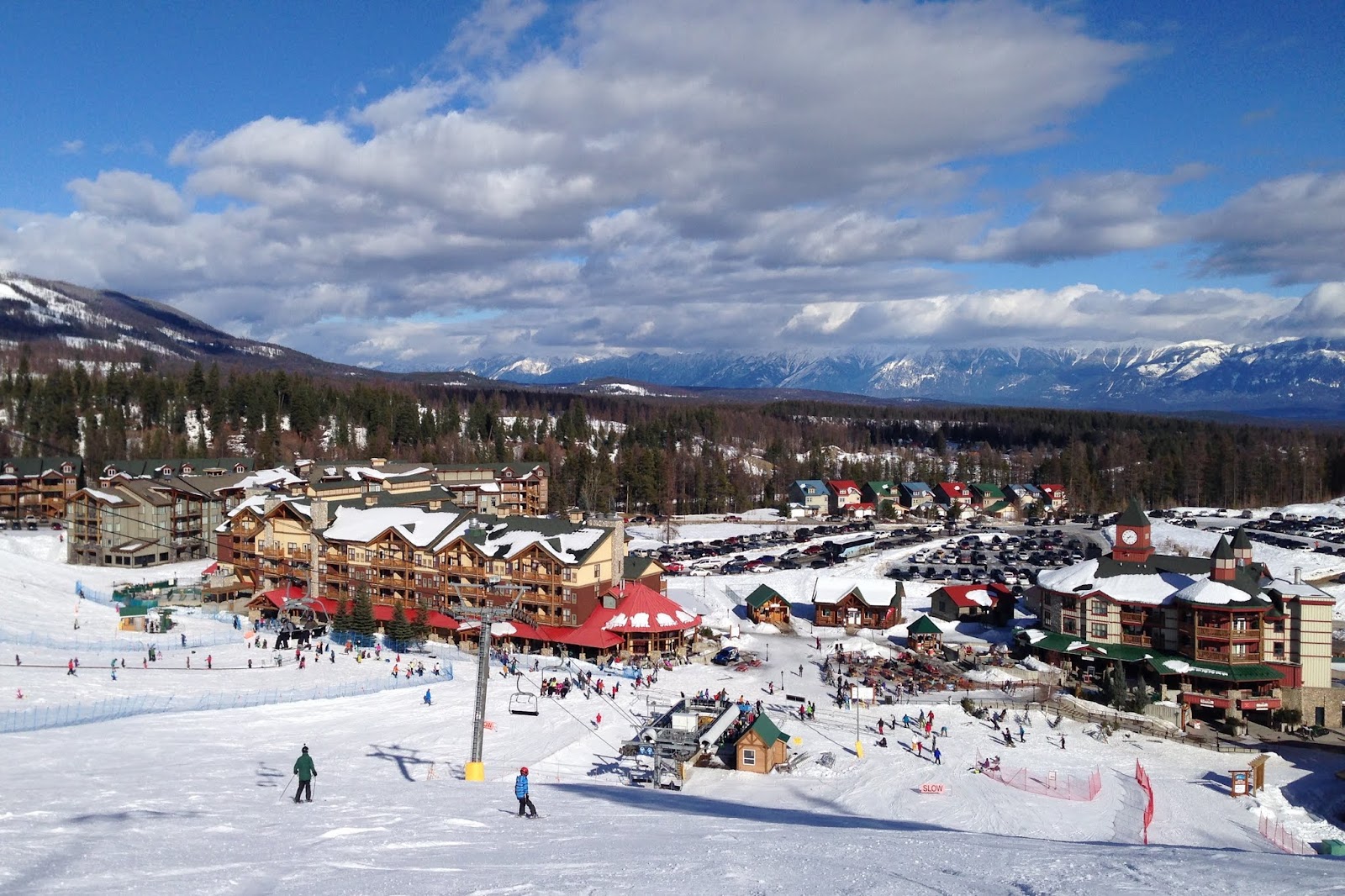 Kimberley in Canada: a view of a ski resort in the mountains.