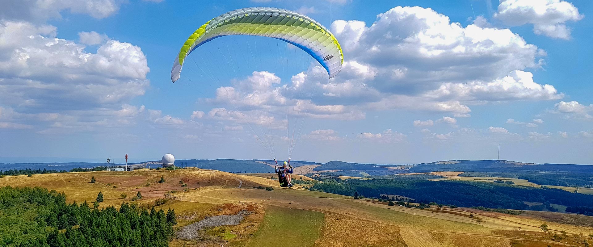 Wasserkuppe in Germany - blue sky with white clouds.