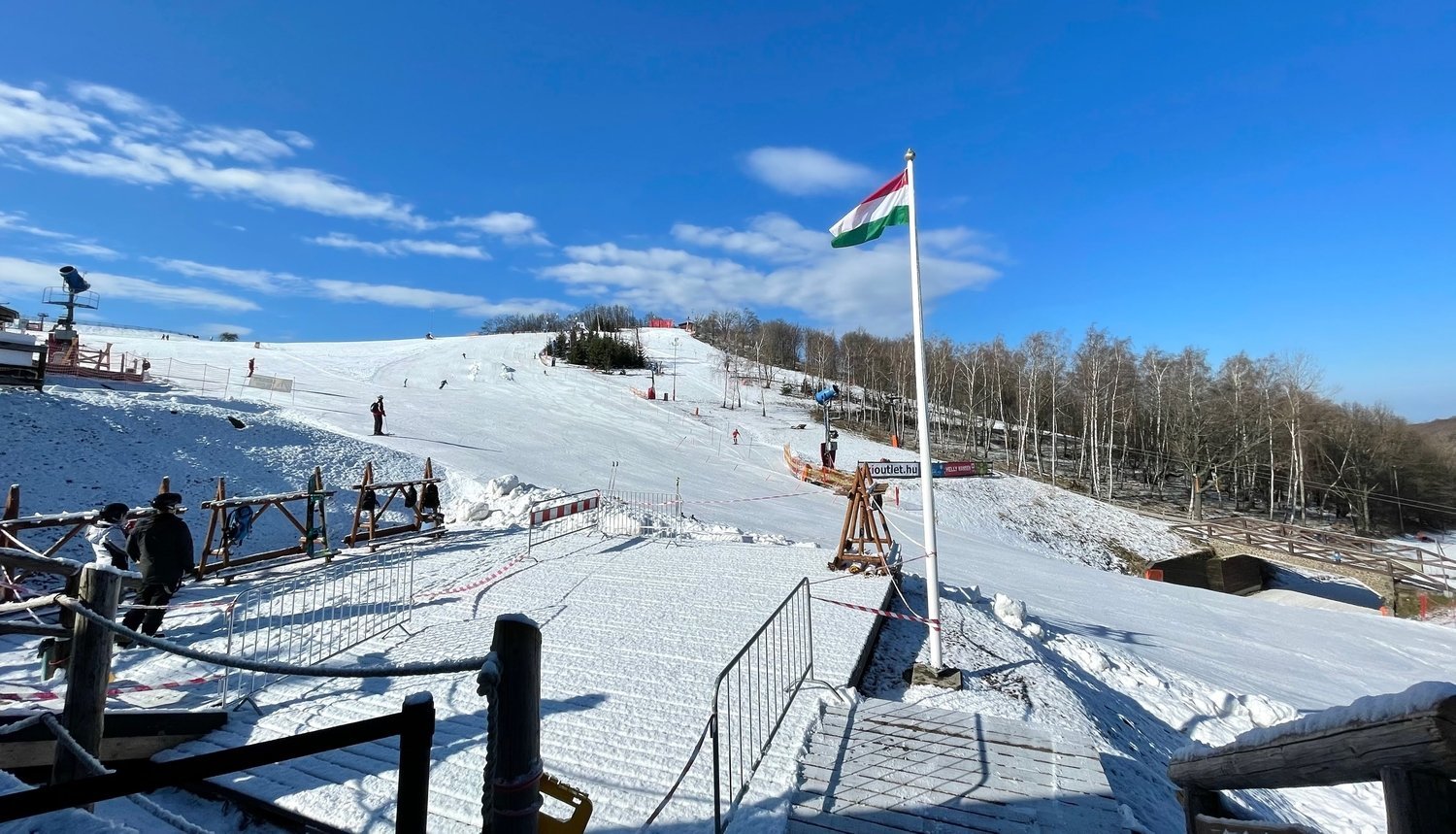 Mátraszentistván Sipark in Hungary - a view from the top of a ski slope.