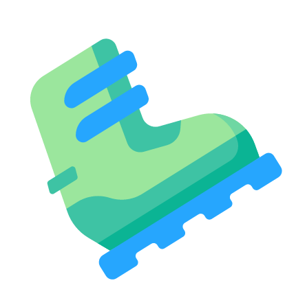 Cannonsburg in USA - a green and blue icon of a pair of shoes.