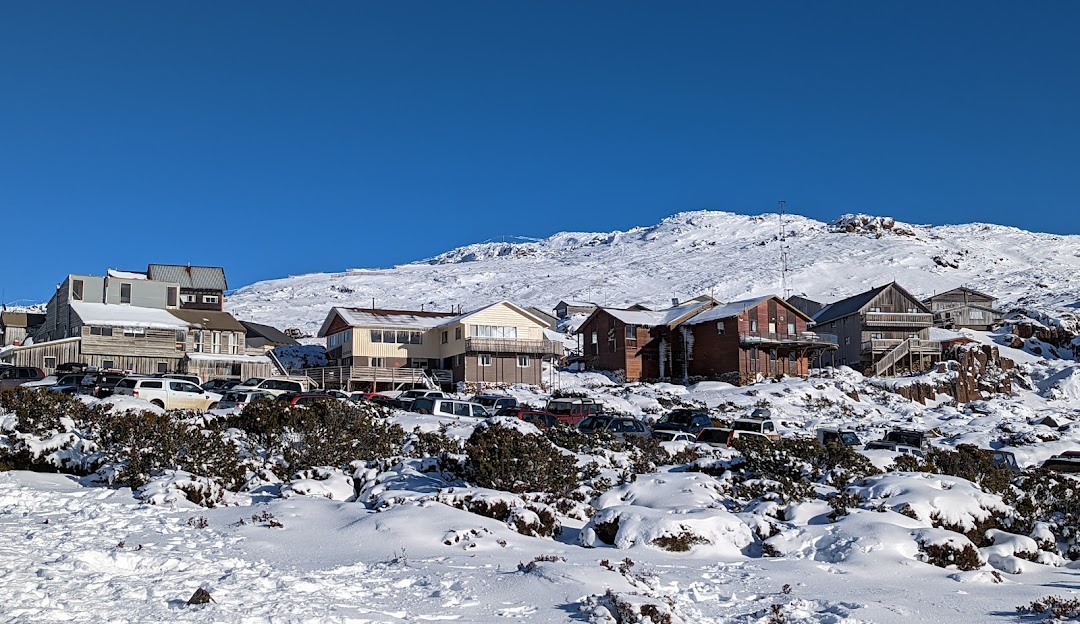 View of the Ben Lomond winter sports centre and ski resort in Tasmania, Australia, showcasing a stunning winter scene with a snowy landscape.