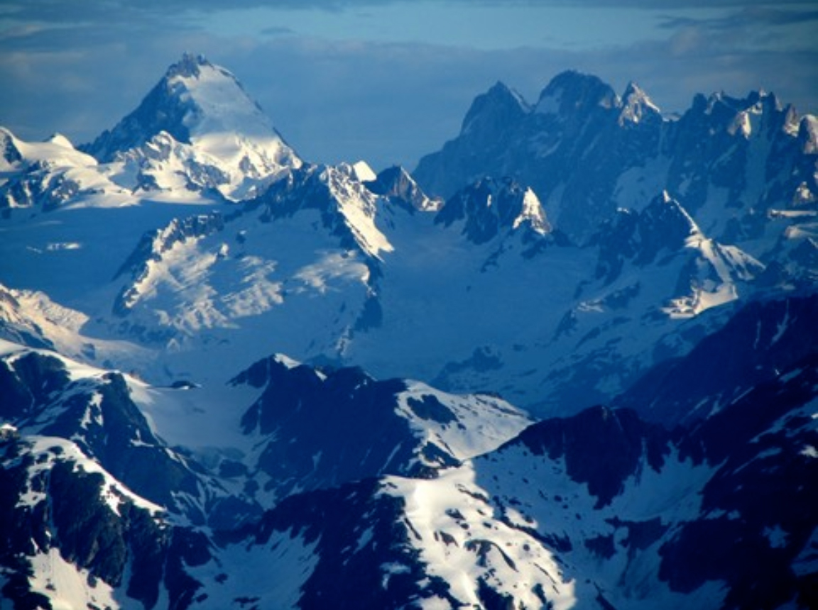 Mystery Mountain in Canada - a view of the mountains from an airplane.