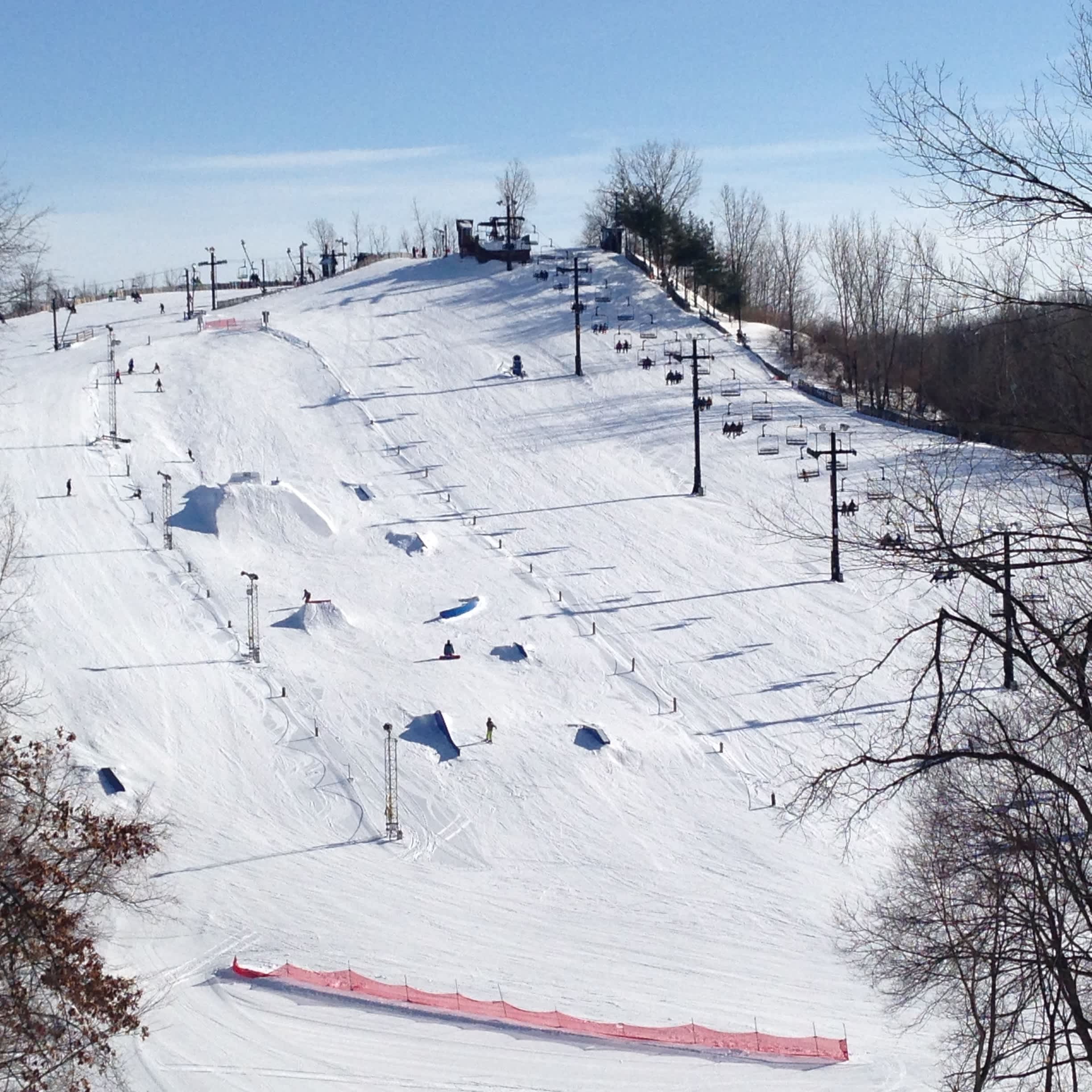 Swiss Valley in USA - a view of a ski slope in the winter.