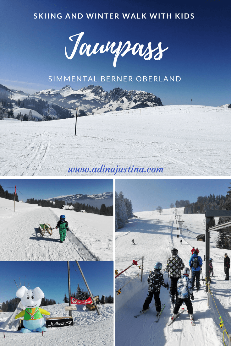 Jaunpass – Boltigen in Switzerland - a group of people skiing down a snowy hill.