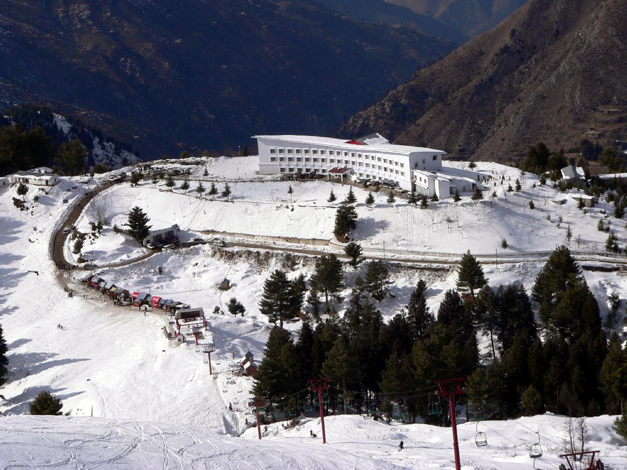Malam Jabba in Pakistan - snow on the ground.