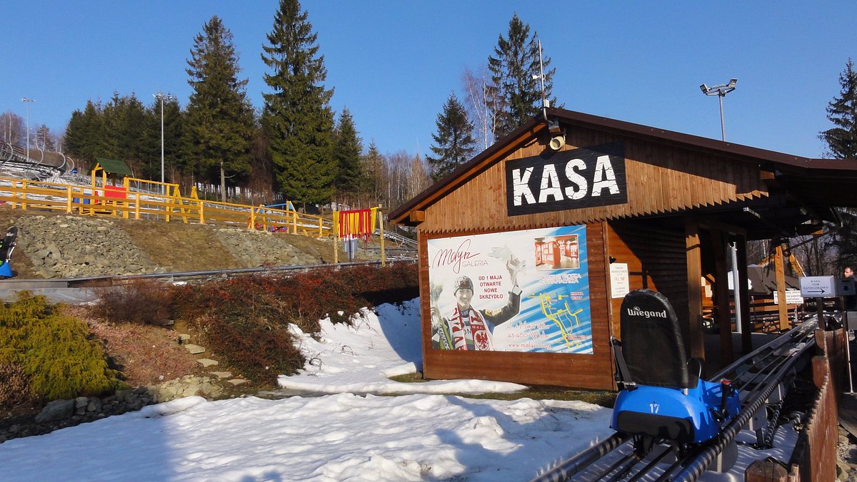 Poniwiec in Poland - the ski area is covered with snow.