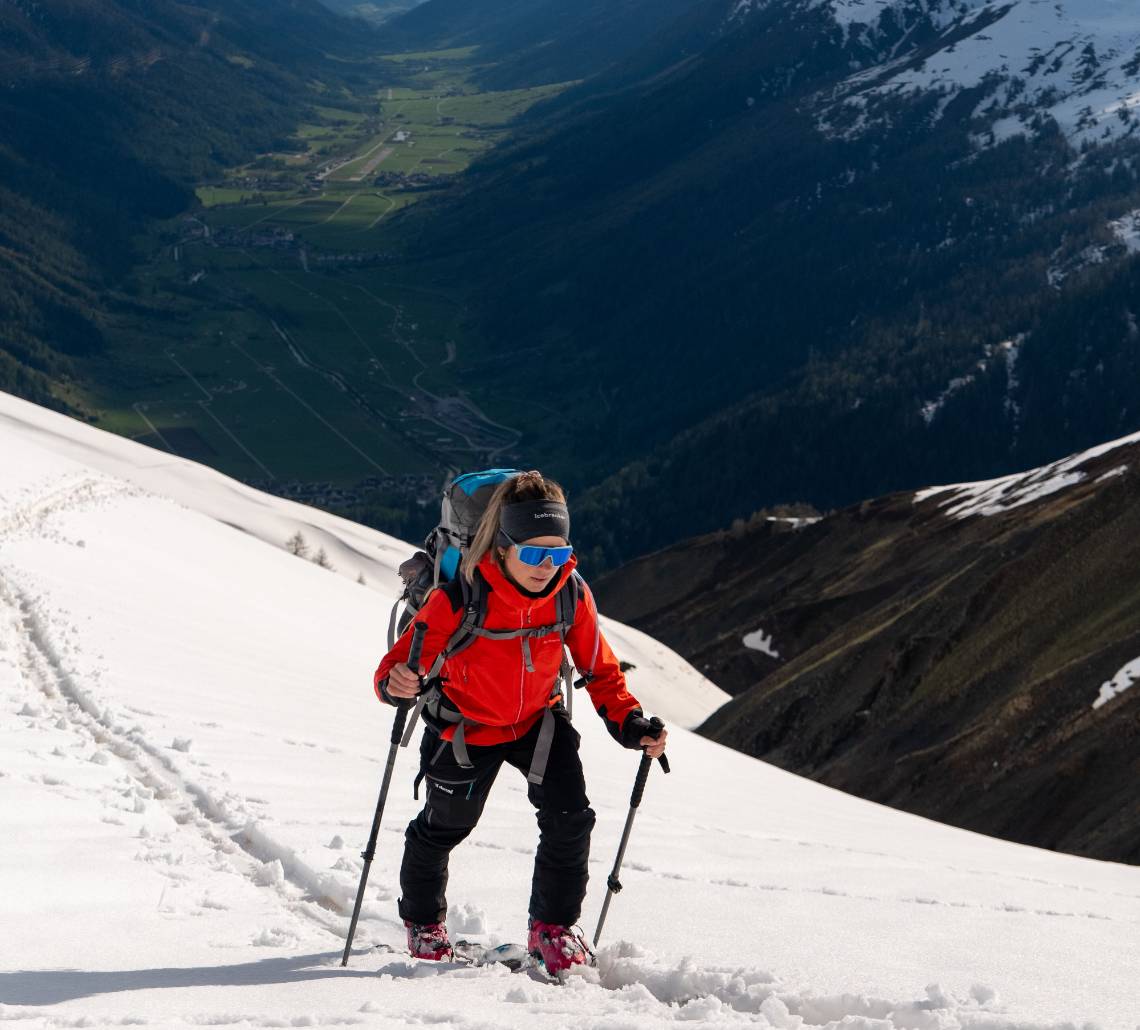 Rabenkopf – Oberau in Germany - a person on skis on a snowy slope.
