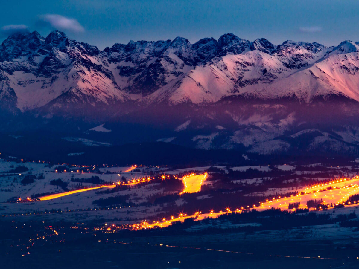 Nosal – Bystre in Poland - the mountains are covered in snow.