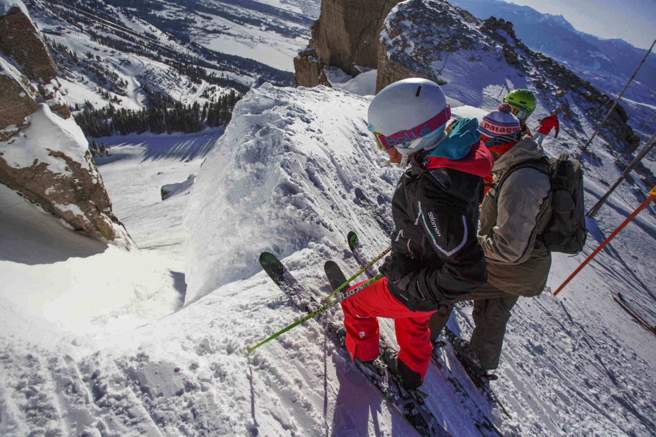 Jackson Hole in USA - a person on skis on a snowy slope.