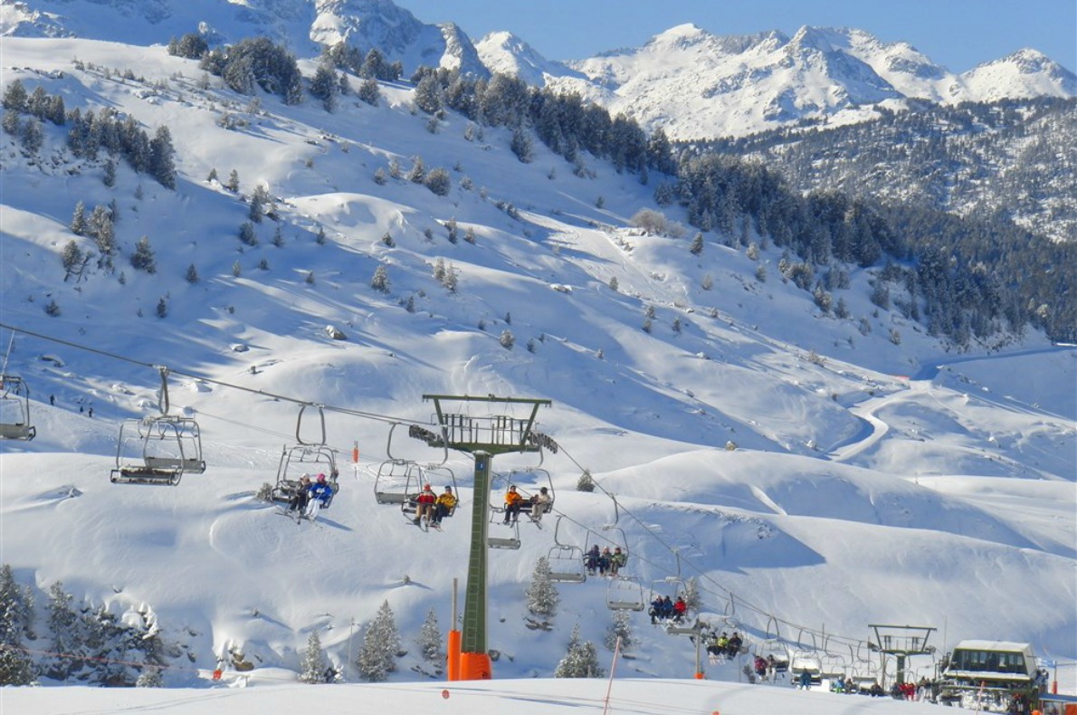Sierra Nevada – Pradollano in Spain - a ski lift going up a snowy mountain.