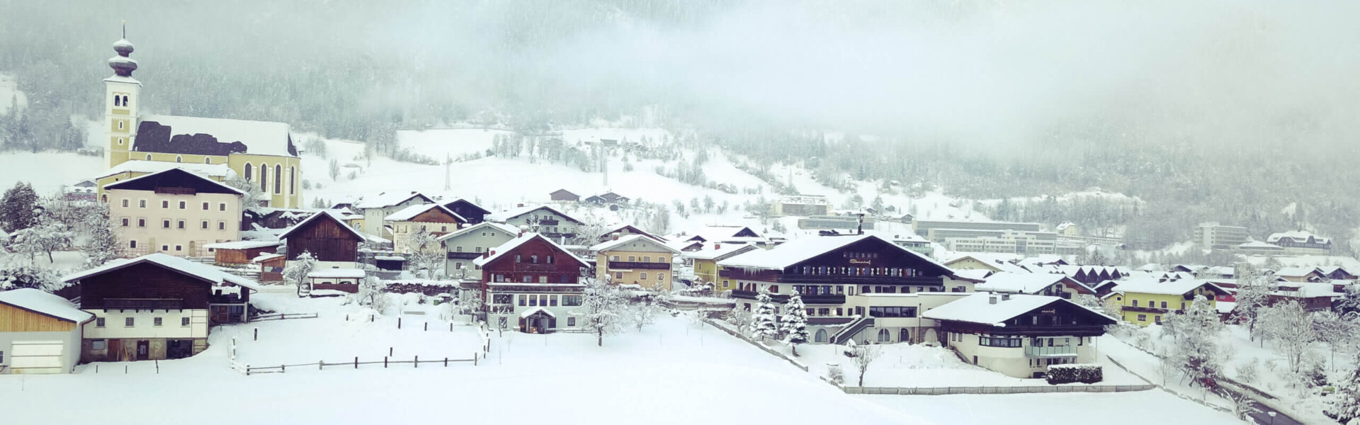 Buchberg – Goldegg in Austria - a small town covered in snow in the mountains.