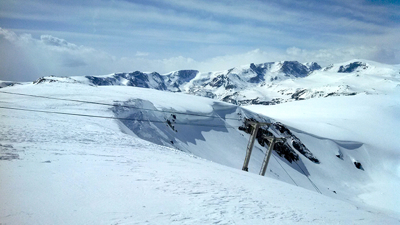 Beartooth Basin in USA - blue sky with white clouds.