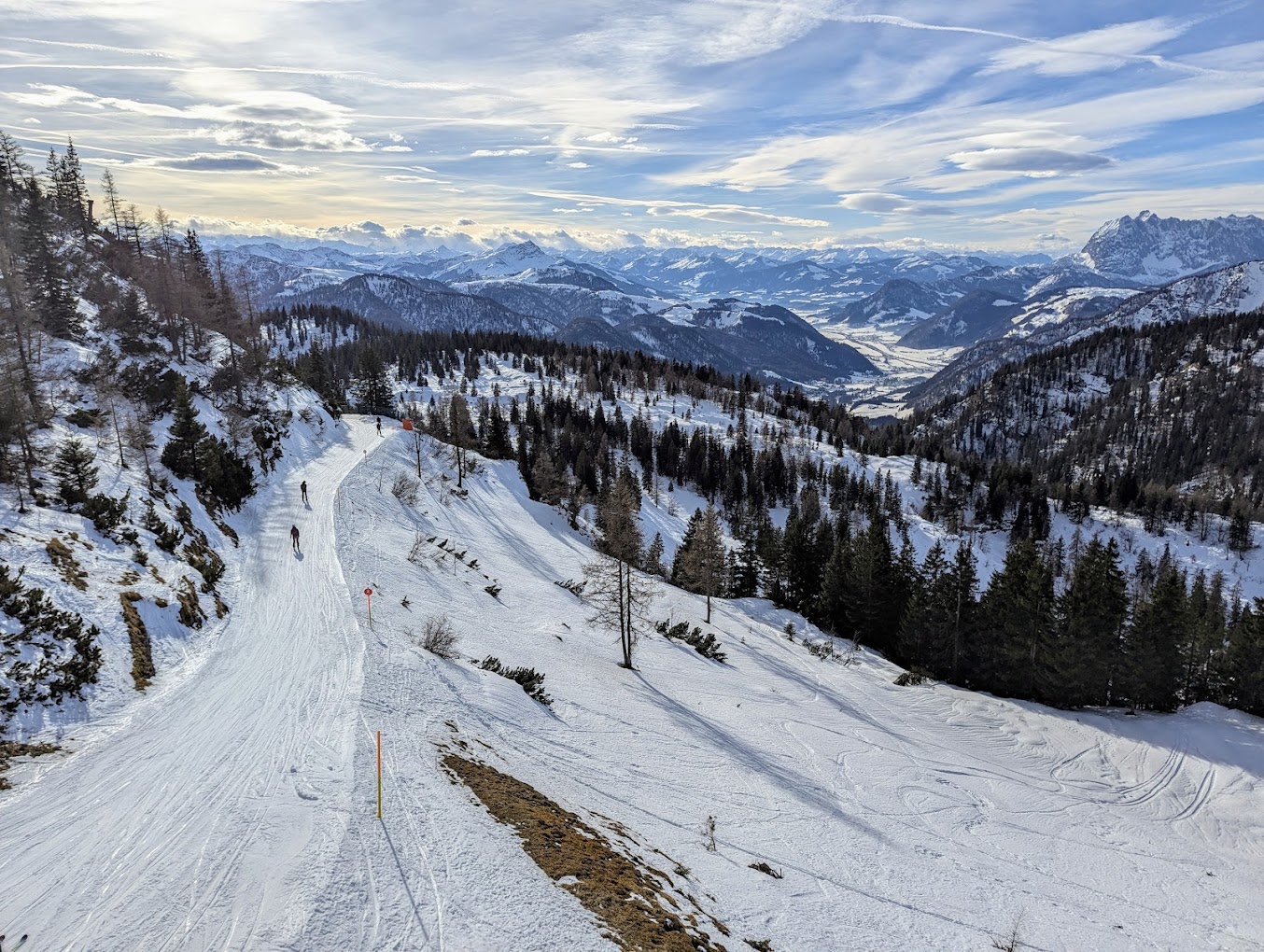 Winklmoos-Steinplatte in Austria - a view from the top of a snowy mountain.