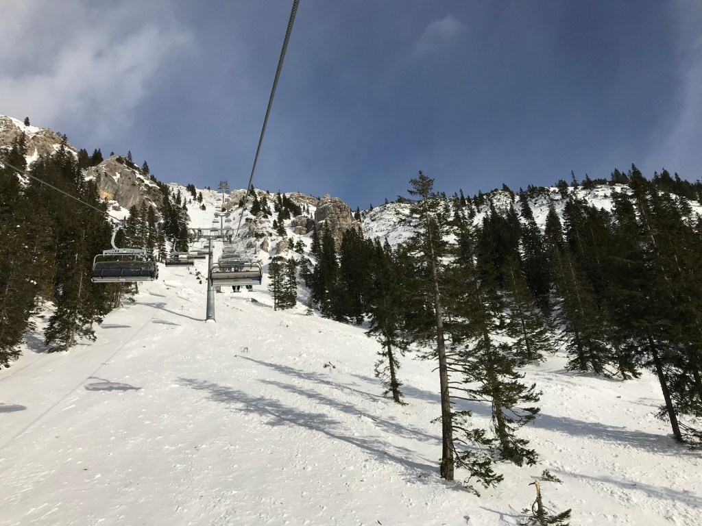 Winklmoos-Steinplatte in Austria - a ski lift going up the side of a mountain.