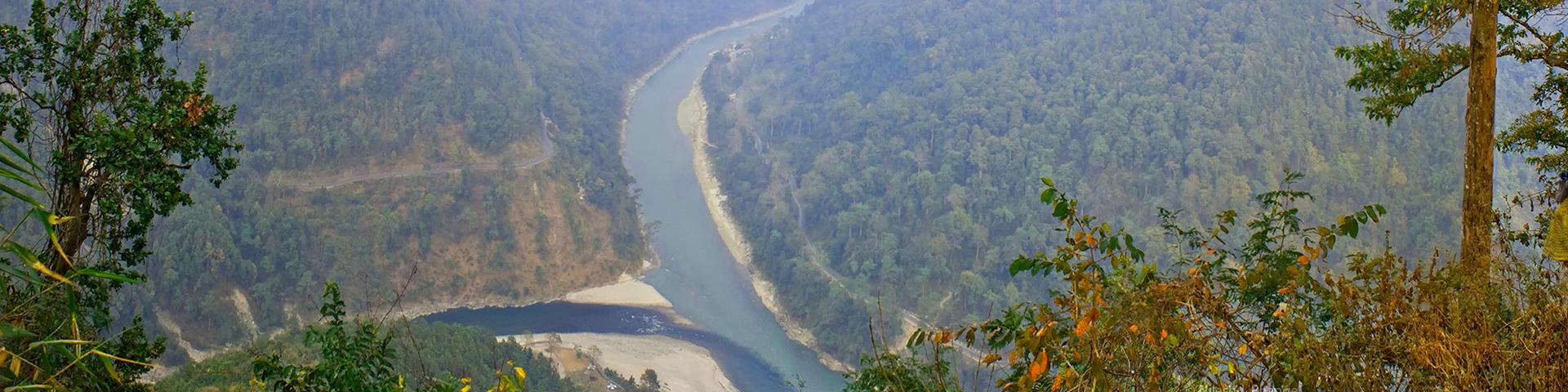 Eniwa Shimin in Japan - a view of the river from the top of a hill.