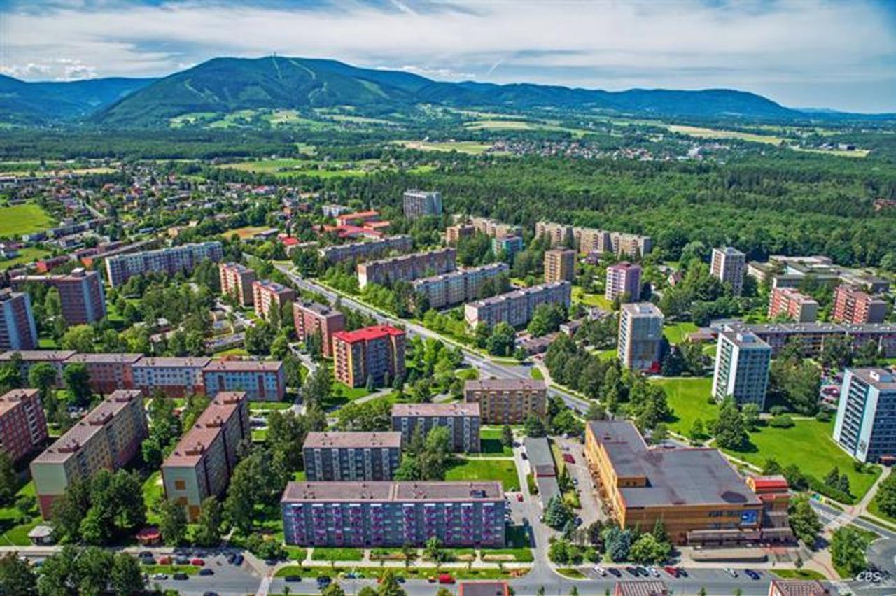 Javorový Vrch – Třinec in Czech Republic - a city with mountains in the background.