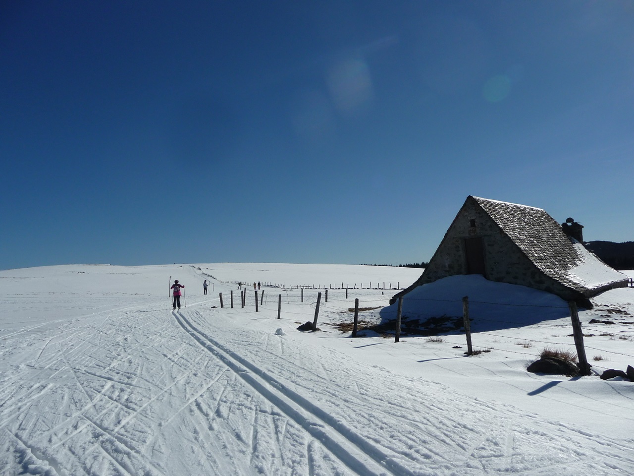 Saint-Urcize in France - tracks in the snow.