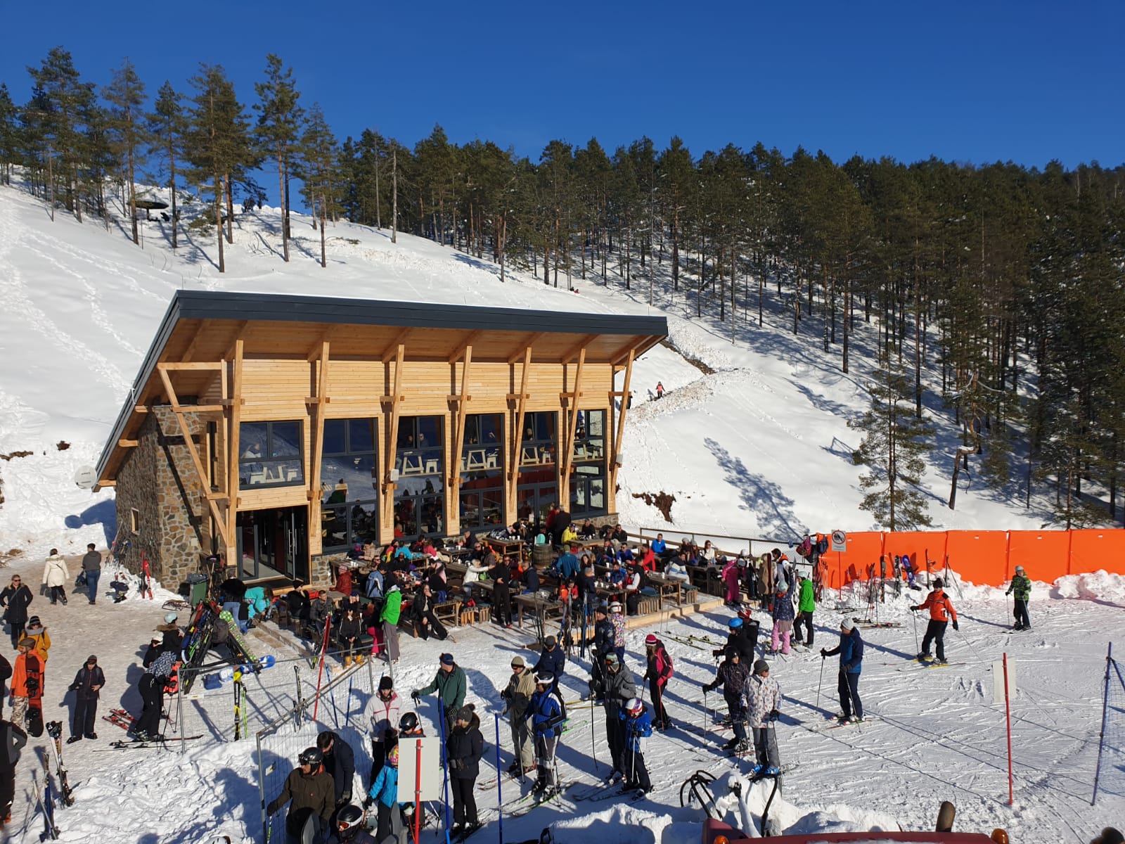 Crni Vrh in Serbia - a group of people on a ski slope.