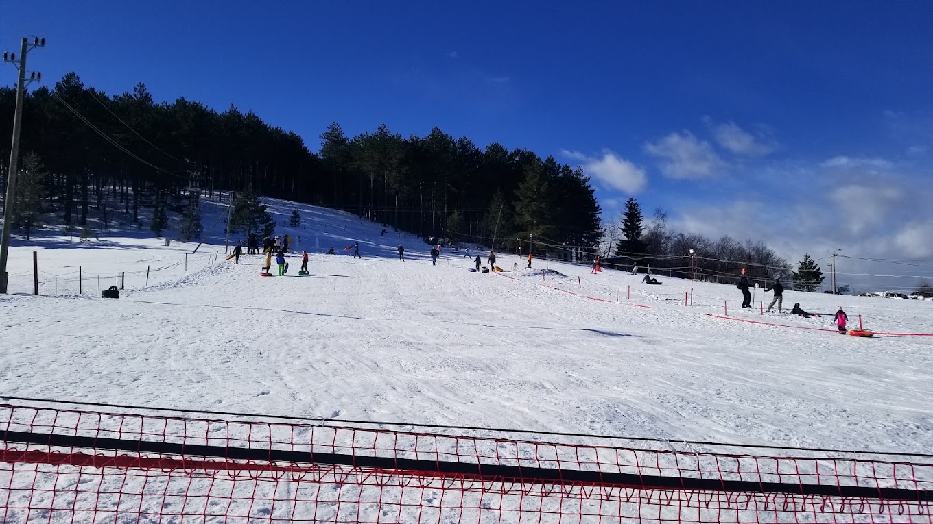 Sneško Goč in Serbia - a group of people skiing down a snowy slope.