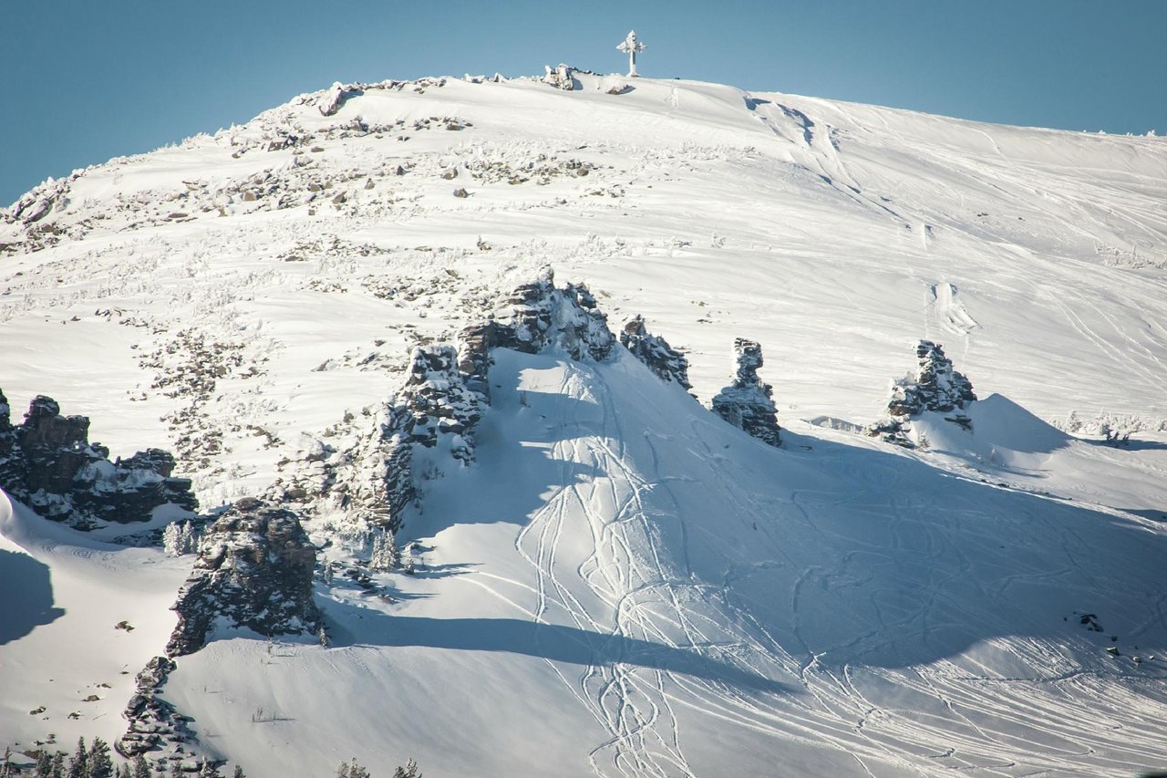 Zolotaya Gora in Russia - a mountain covered in snow.