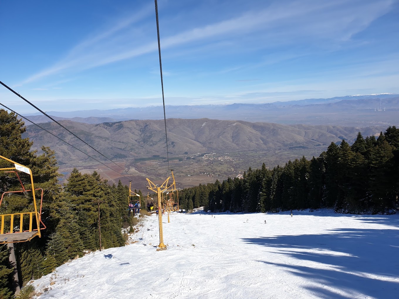 Kopanki in North Macedonia - a ski lift going up the mountain.