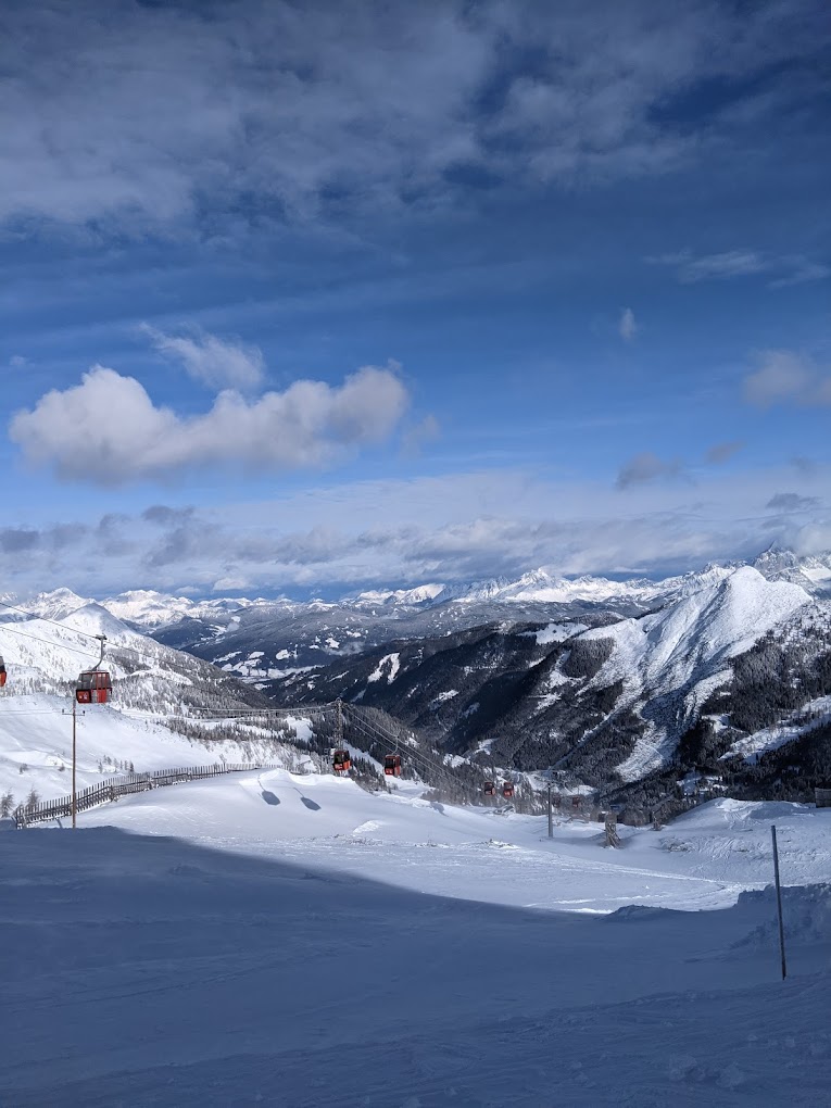 Salzbuger Sportwelt -Amade in Austria - a view from the top of a ski slope.